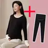 [Personalizado] Roupa de Maternidade Popular no Xiaohongshu Conjunto de Duas Peças Camiseta de Veludo Escovado Dupla Face Calça de Cintura Alta com Suporte para a Barriga