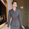 Estilo Novo Outono e Inverno Transfronteiriço Roupa Profissional para Mulheres, Uniforme Elegante de Aeromoça Ajustado na Cintura, Conjunto de Joias para Esteticista com Logo