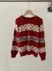 Omalai Tricô Jacquard Retro Simples Coreano Gola Redonda Solto Manga Longa Suéter Tricô Outono e Inverno Feminino 5811