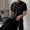 Camiseta de Manga Corta Pesada Estilo Retro Americano Camisa Polo para Hombre Estilo Maduro y Estable con Puños Ajustados Camisa Henley para Deporte y Fitness Chico Duro