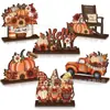 Decorações Populares de Mesa de Ação de Graças da Amazon, Decorações de Madeira Retrô de Outono para Casa e Escritório