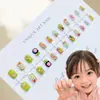 Paquete de 24 Puntas de Uñas Infantiles Piezas de Uñas Cortas Arte de Uñas de Dibujos Animados Lindos para Niñas Pequeñas Puntas de Uñas Portátiles