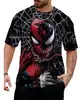 Camiseta Masculina Estampa de Desenho Marvel Venom Verão 2025 Solta Respirável Xadrez Gola Redonda