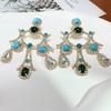Colorido gema artificial cheio de diamante em forma de coração gota de água pingente brincos stud nicho feminino design mid-ancient retro estilo tribunal brincos