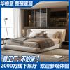 Cama minimalista de lujo ligero estilo italiano de cuero genuino para departamento pequeño, dormitorio principal, cama moderna minimalista, Muebles de Foshan, cama nupcial con canapé alto 1.8*2