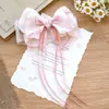Pinza para el Cabello de Encaje de Loto Estilo Bosque con Lazo Rosa Clip de Garra de Malla de Perlas Estilo Hada para Niñas Accesorio de Cabello Coreano de Alta Gama