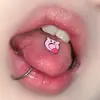 Piercing de Língua Feminino Transfronteiriço Kt Gato Língua Parafusada Unha Doce, Compacto e Fofo Margarida Borboleta Coração de Aço Inoxidável