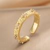Anel de nicho meio termo dourado antigo escovado vintage vintage feminino zircônia incrustada leve luxo requintado temperamento acessórios de personalidade