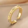 Anillo Exquisito Super Brillante de Circonita para Niñas, Lujo Accesible y Anillo de Apertura Ajustable de Gama Alta, Baño de Oro Real Simple