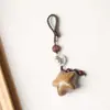 Colgante Tallado de Madera de Sándalo Verde Natural con Estrella y Luna, Llavero de Coche Lindo, Colgante para Bolso, Joyería Coleccionable para Parejas