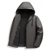 Chaqueta de Cuero para Hombre Solapa Estilo con Capucha de Alta Calidad Chaqueta de Cuero Engrosada con Terciopelo Nuevo Estilo Otoño/Invierno 2026 Ropa de Padre Ropa de Abrigo