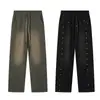 Marca de moda Jiayiku Otoño 2025 Nuevo Pantalones Deportivos Retro Americano Hip-Hop con Remaches Sueltos Caídos de Pierna Ancha