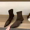 Zapatos de Tacón Alto y Fino, Botines Estrechos de Punta Animal Print Leopardo, Botines Cortos, Botas de Mujer, Botines Franceses de Ante Marrón Otoño e Invierno 2025