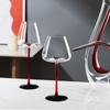 Juego de Copas de Vino Negras Estilo Pajarita con Tallo Rojo Soplado a Mano y Base Negra Set Completo de Decantador