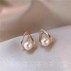 Brincos de Pérola para Mulheres Estilo Ins Simples Sofisticado Nicho Brincos Elegantes Brincos Populares Retrô Agulha de Prata Atacado