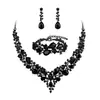 Conjunto de Collar, Aretes y Pulsera de Gota con Pedrería para Novia de Amazon Transfronterizo, Conjunto de Lujo, Accesorios para Graduación y Banquetes de Damas
