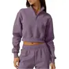 2026 Exclusivo Transfronterizo Sudadera Corta Deportiva para Mujer de Dos Piezas con Media Cremallera, Cuello Alto, Holgada