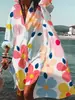 Exclusivamente para comercio electrónico transfronterizo europeo y americano: Camisa de manga larga con estampado floral acuarela, vestido midi de corte holgado, ropa para mujer