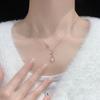 Collar con lazo de calcedonia rosa para mujer, ligero, de lujo, de pequeña escala, de gran valor, con diseño de ladrillo, flor de melocotón, con forma de corazón para niña.