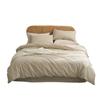 Conjunto de Quatro Peças 100% Algodão Cor Sólida Fresca Algodão Lavado Macio Lençol de Cama Capa de Edredom Fronha Conjunto de Três Peças Individual para Dormitório