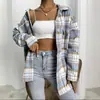 2025 Ropa Europea y Americana Transfronteriza Nueva Camisa de Franela a Cuadros Aliexpress Camisa Chaqueta Casual Holgada para Mujer