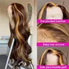 Peluca de encaje frontal 13*4 para mujer, onda grande, mechas, cabello largo y rizado, esponjoso, cobertura completa de la cabeza