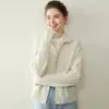Nuevo Estilo Otoño/Invierno 2026 Puntada Yuanbao Cuello Solapa Cremallera Cárdigan Chaqueta de Cachemira para Mujer Moda Casual Suéter Tejido