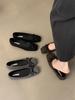 Zapatos de Mujer Estilo Retro Francés Poco Profundo Nuevo Estilo 2025 Zapatos Planos Negros Zapatos tipo mocasín Lazo Punta Cuadrada