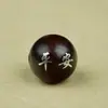 Pau-rosa de Folha Pequena Incrustado com Prata e Caracteres Auspiciosos, Contas Soltas em Estilo Chinês, Incrustadas com Paz, Alegria e Prosperidade, Pulseira com Contas Personalizadas