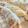 Conjunto de Cama de Inverno Classe A Espesso Leite Fleece Quatro Peças Cobertor de Edredom Fleece Dupla Face Adicionado Conjunto de Três Peças para Cama Dormitório Estudantil