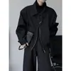 Chaqueta de solapa negra moderna y elegante para hombre, versión coreana, simple, holgada, casual, versátil, abrigo corto