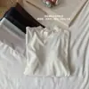 Camiseta feminina Du Xiaozhai de gola semi-alta e manga longa, camisa base versátil básica para outono e inverno, top interno de cor sólida estilo casual