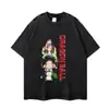 Camisetas Masculinas Estampadas Tendência Marca Lavada Manga Curta Oversize Vintage Europeu e Americano Gola Redonda Camisetas Masculinas de Manga Curta