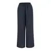 Pantalones Casuales de Estilo Old Money de Tencel y Lino, de Cintura Alta con Cordón de Algodón y Lino, Versátiles, Adelgazantes, Rectos, Pierna Ancha para Caminar y Usar en Casa