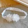 Diadema Blanca de Encaje Estilo Europeo y Americano para Bebé, Accesorio para el Cabello para Niñas, Suave con el Cuero Cabelludo, No Tira del Cabello, con Moño