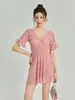 Traje de baño de una pieza para niña directo de fábrica, traje de baño simple y ajustado para mujer, falda de una pieza para aguas termales, playa, parque acuático