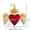 P04 L49B Accesorios para joyería DIY AMOR AMOR corazón circón rojo aceite goteando alas de cupido
