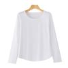 Nuevo Estilo de Otoño Camiseta Básica de Punto de Canalé con Cuello Redondo y Mangas Largas, Moda Simple y Elegante, Cómoda, con Dobladillo Curvo, Color Sólido, Top para Mujer