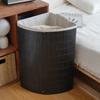 Cesto de Roupa Suja Dobrável de Bambu Preto Simples Cesto de Armazenamento Tecido à Mão Brinquedos Cosméticos Roupas Balde de Armazenamento
