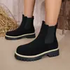 Botas Martin de Camurça Transfronteiriças para Comércio Exterior 2025 Outono/Inverno Novo Estilo Moda Casual Bico Redondo Moda Feminina Botas Curtas Atacado