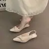 Sandálias Fechadas Apontadas de Salto Baixo Estilo Francês Roxo Claro para Mulheres, Sapatos de Camurça Verão 2026 para Combinar com Saias, Sapatos de Caminhada com Costas Abertas