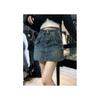 Saia Jeans Feminina Novo Verão Estilo Americano Retrô Cintura Alta Spice Girl Minissaia A-line Saia Quadril Saia Azul