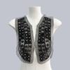 Tejido de Malla con Aplicación Floral Tridimensional, Cuello Delantero Bordado con Perlas, Parche Bordado con Pedrería de Rosa, Accesorios Decorativos para Camisa Base de Vestido de Noche