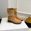 Botas retro de bloques de color hasta la mitad de la pantorrilla para mujer, nueva colección otoño/invierno 2026, con tacón grueso, detalle de hebilla y estilo vaquero/jinete occidental, botas de moda