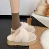 Pantuflas de Invierno Casuales para Mujer con Forro de Terciopelo y Piel, Pantuflas Ligeras Usables para Mujer, Pantuflas Cerradas Simples y Cómodas