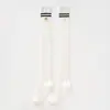 Calcetines Largos de Algodón Peinado Estilo Uniforme JK Calcetines Largos Bordados para Estudiantes Femeninas Calcetines Altos Rayados Antideslizantes Dos Colores Blanco y Negro
