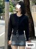 Foto Real de Cárdigan de Punto Redondo, Elegante y Dulce para Mujer, a Precio de Fábrica, Adecuado para Otoño e Invierno, Suave y Versátil para el Trabajo, con Lazo en la Espalda