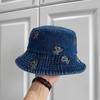 Chapéu de pescador infantil coreano para primavera e outono, chapéu de balde jeans para bebês, protetor solar, chapéus de sol para bebês, verão