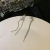 Pendientes Largos de Plata 925 con Borla y Circonita para Mujer, Estilo Trendy Ins, Lujo Ligero, Nicho, Versátiles, Elegantes Clavos de Oreja con Lazo