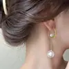 Pendientes Largos con Borla de Perlas Sencillos y Dulces Franceses Lujo Accesible Diseño de Nicho de Gama Alta Pendientes de Estilo Occidental